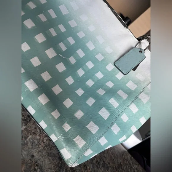 Coach Madison East/West Tote in Gingham Saffiano Leather - Picture 10 of 10